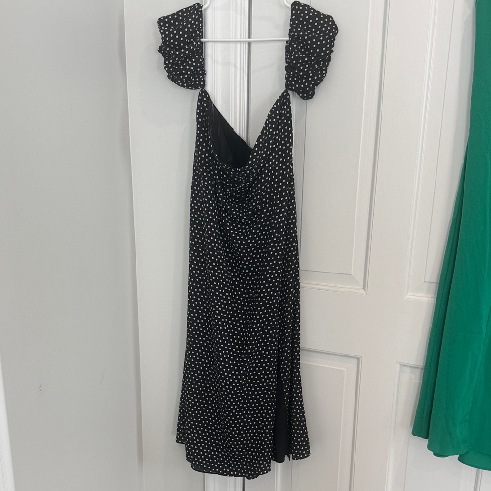 Black Polka Dot Cowl Neck Midi Dress